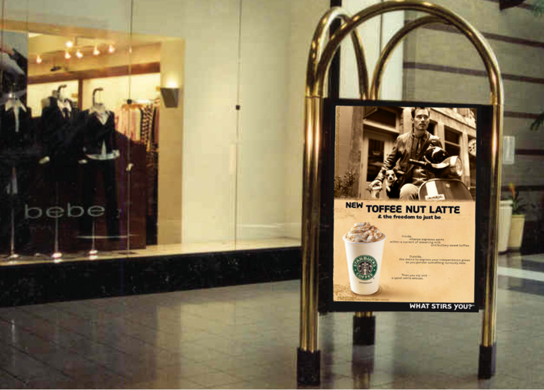 Starbucks New Toffee Nut Latte retail campaign installation