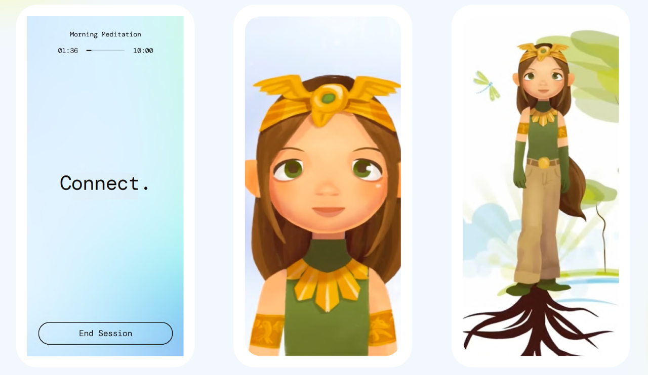 New World Girls Connect app screens featuring Monica