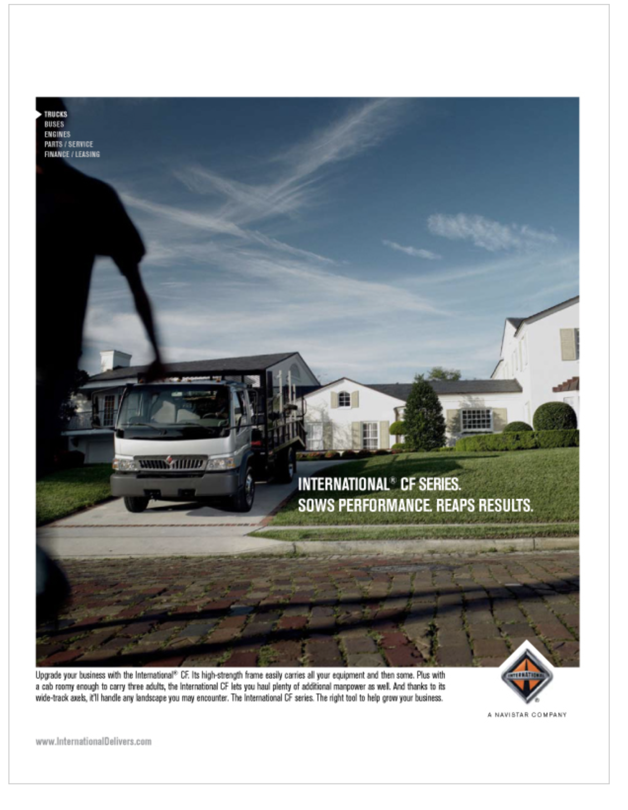 International Truck CF, 4100, and 8000 Series product-launch advertising