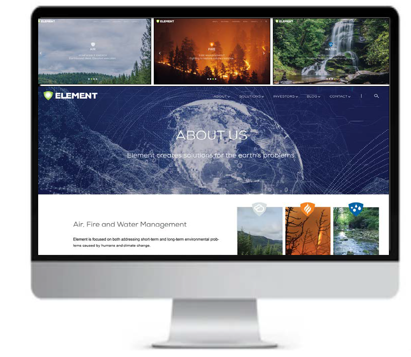Element environmental solutions website shown on a desktop display